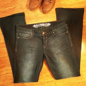 Express Stretch Boot Cut Jeans Dark Blue Size 10 long